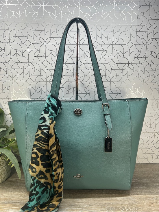 Coach Handbags - 3674 Coach Teal Leather large Tote Bag 267023674